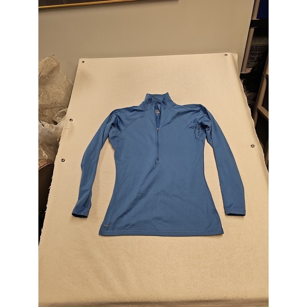 Nike Pro Hyperwarm Fitted Half-Zip Pull Over Sweater Women's Large Blue